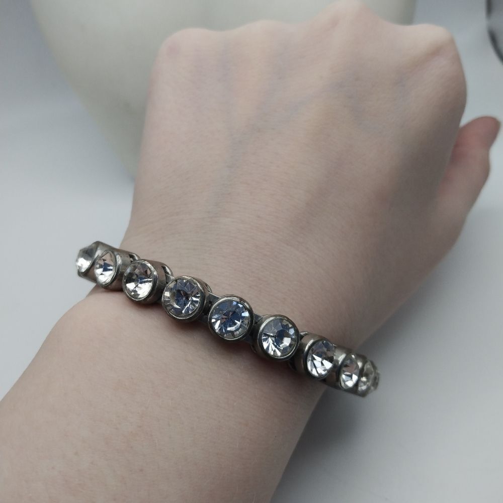 Chunky crystal‎ steampunk magnetic clasp bracelet